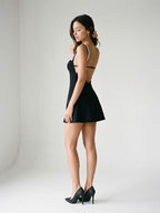 Black Matte Satin A-Line Sweetheart Backless Short Homecoming Dress with Beading - Curvevia