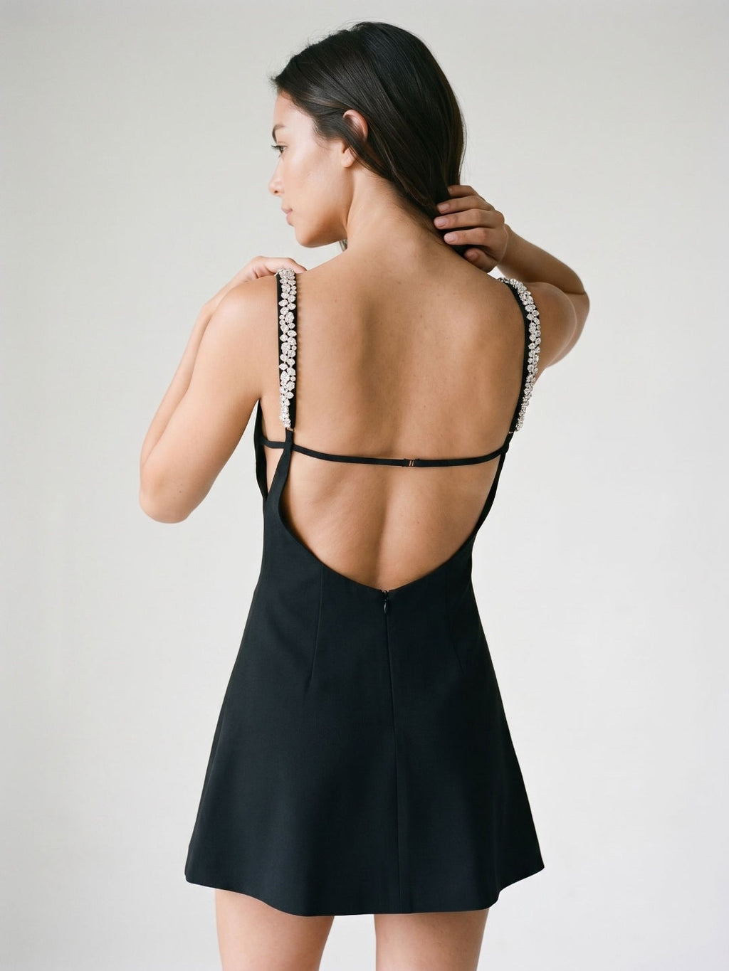 Black Matte Satin A-Line Sweetheart Backless Short Homecoming Dress with Beading - Curvevia