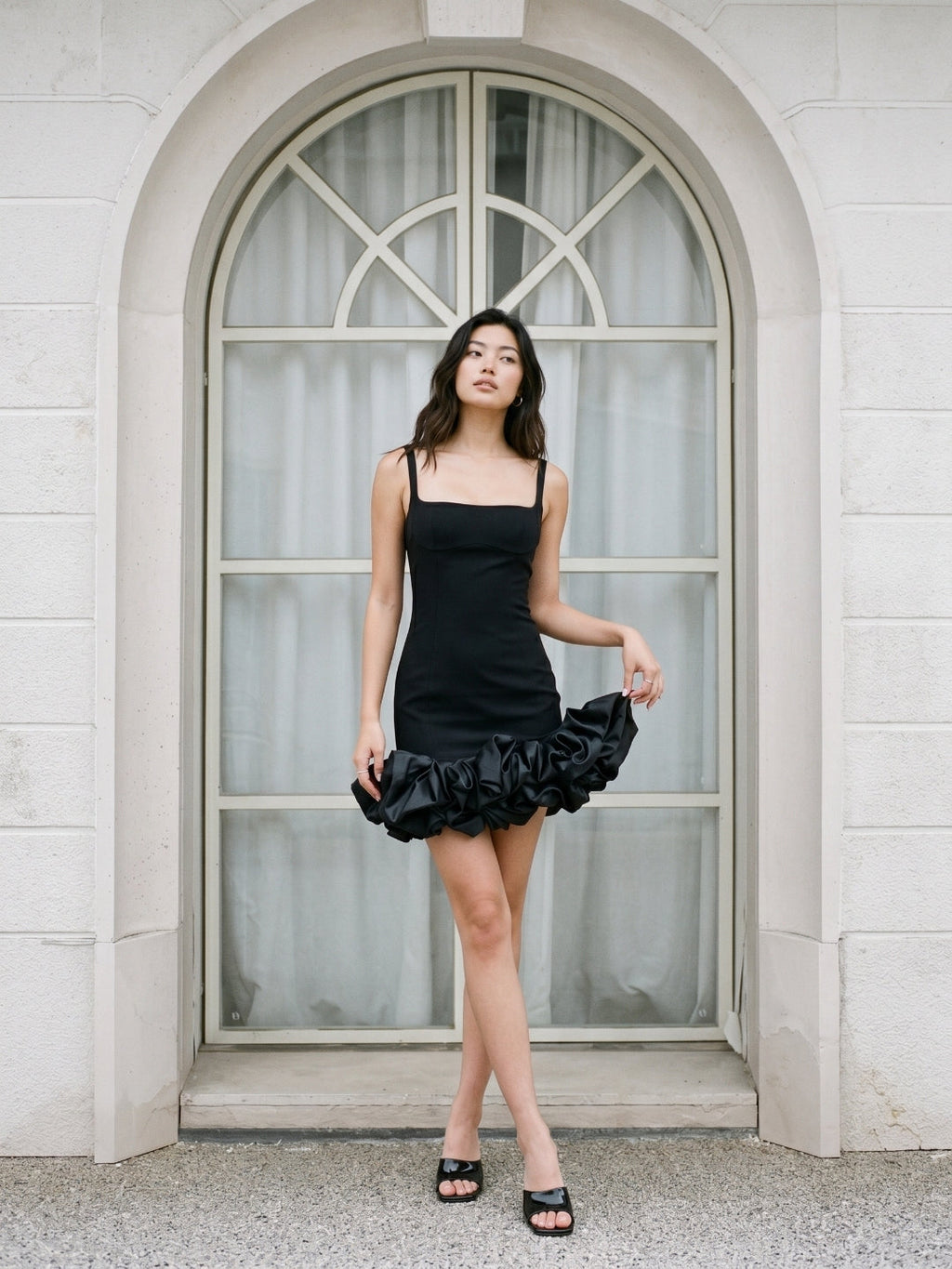 Black Matte Satin Sheath Square Neck Backless Short Homecoming Dress - Curvevia