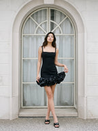 Black Matte Satin Sheath Square Neck Backless Short Homecoming Dress - Curvevia