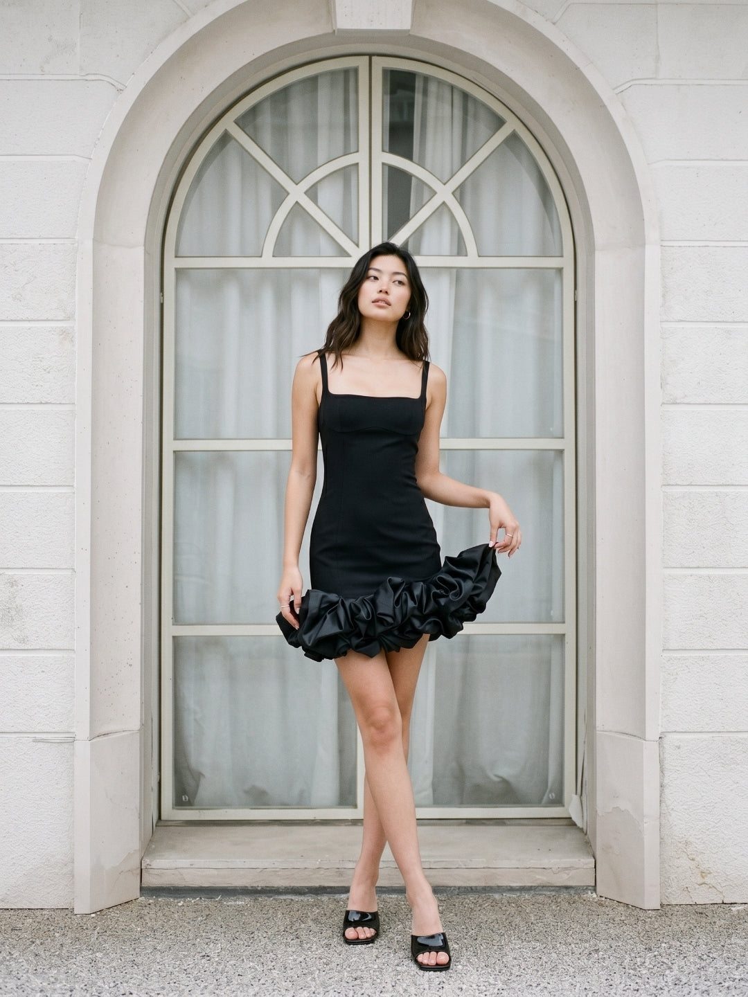 Black Matte Satin Sheath Square Neck Backless Short Homecoming Dress - Curvevia