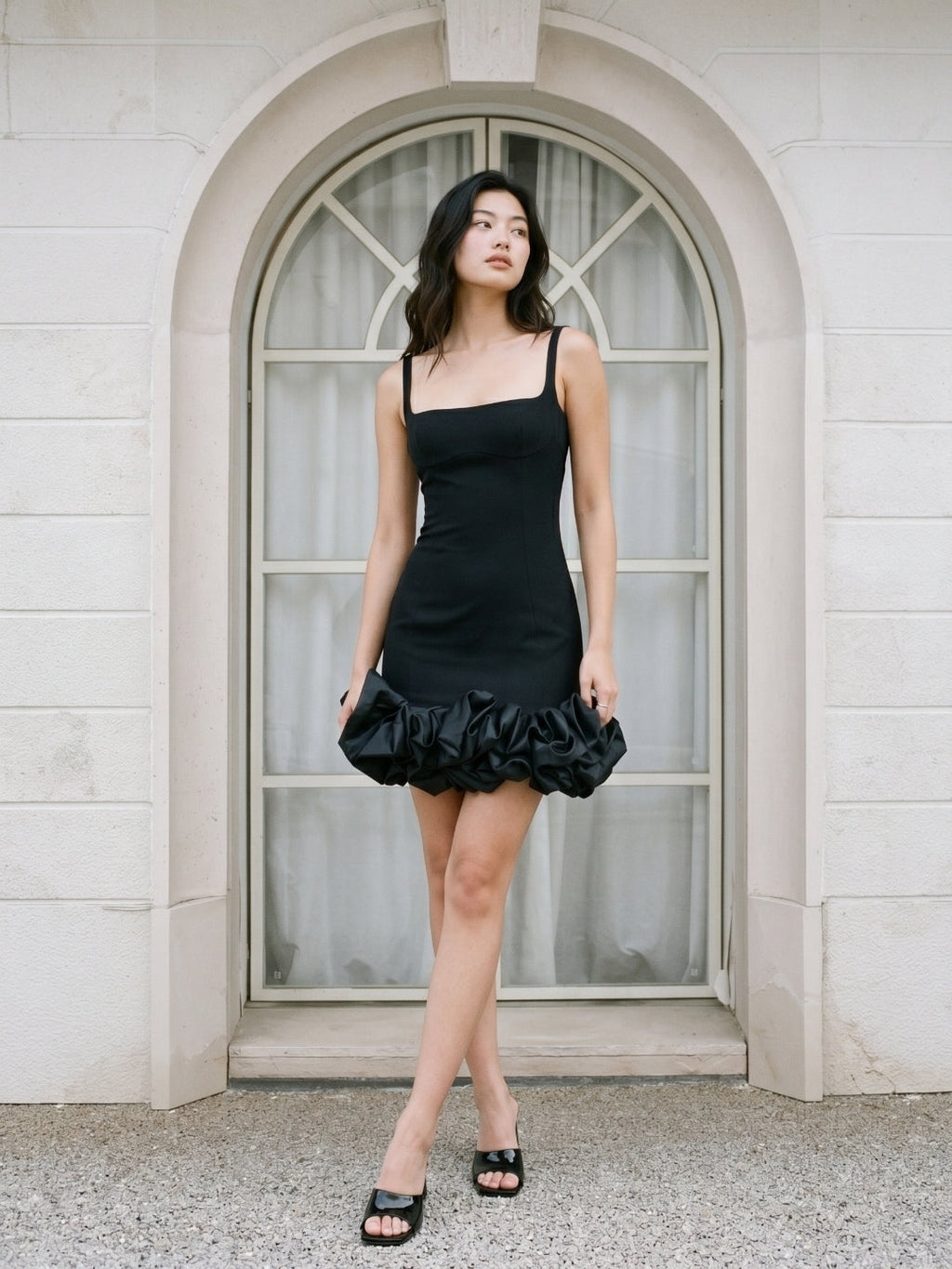 Black Matte Satin Sheath Square Neck Backless Short Homecoming Dress - Curvevia