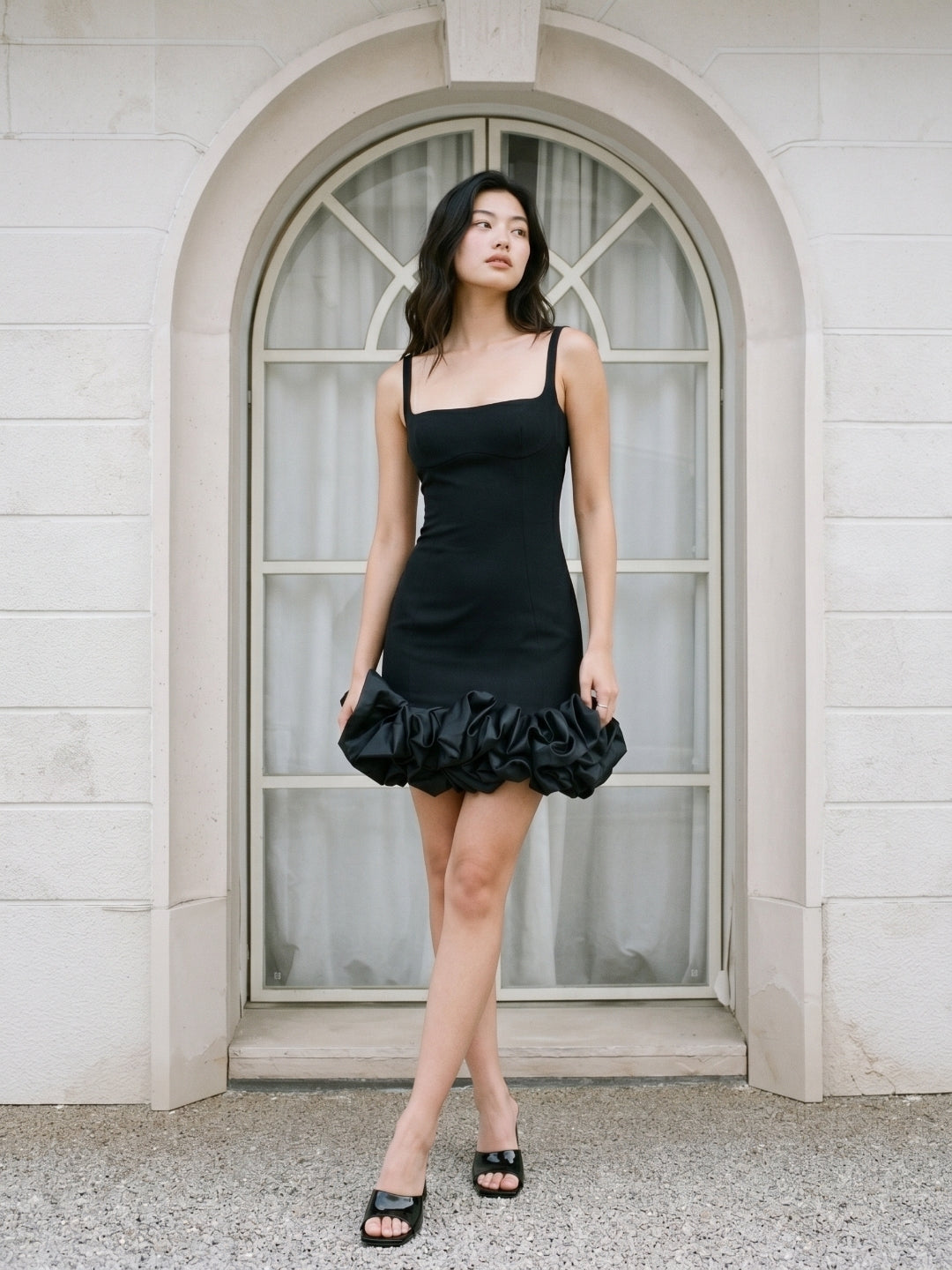 Black Matte Satin Sheath Square Neck Backless Short Homecoming Dress - Curvevia