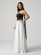 Black Satin A-Line Sweetheart Back Zip Floor-Length Dress - Curvevia