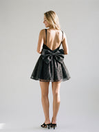 Black Sequin A-Line Sweetheart Backless Short Homecoming Dress with Bow - Curvevia