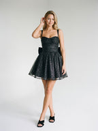 Black Sequin A-Line Sweetheart Backless Short Homecoming Dress with Bow - Curvevia