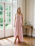 Blushing Pink Chiffon Column Halter Backless Asymmetrical Birthday Dress with Ruffles - Curvevia
