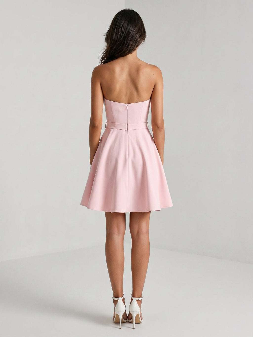 Blushing Pink Matte Satin A-Line Sweetheart Back Zip Short Homecoming Dress with Pleating - Curvevia