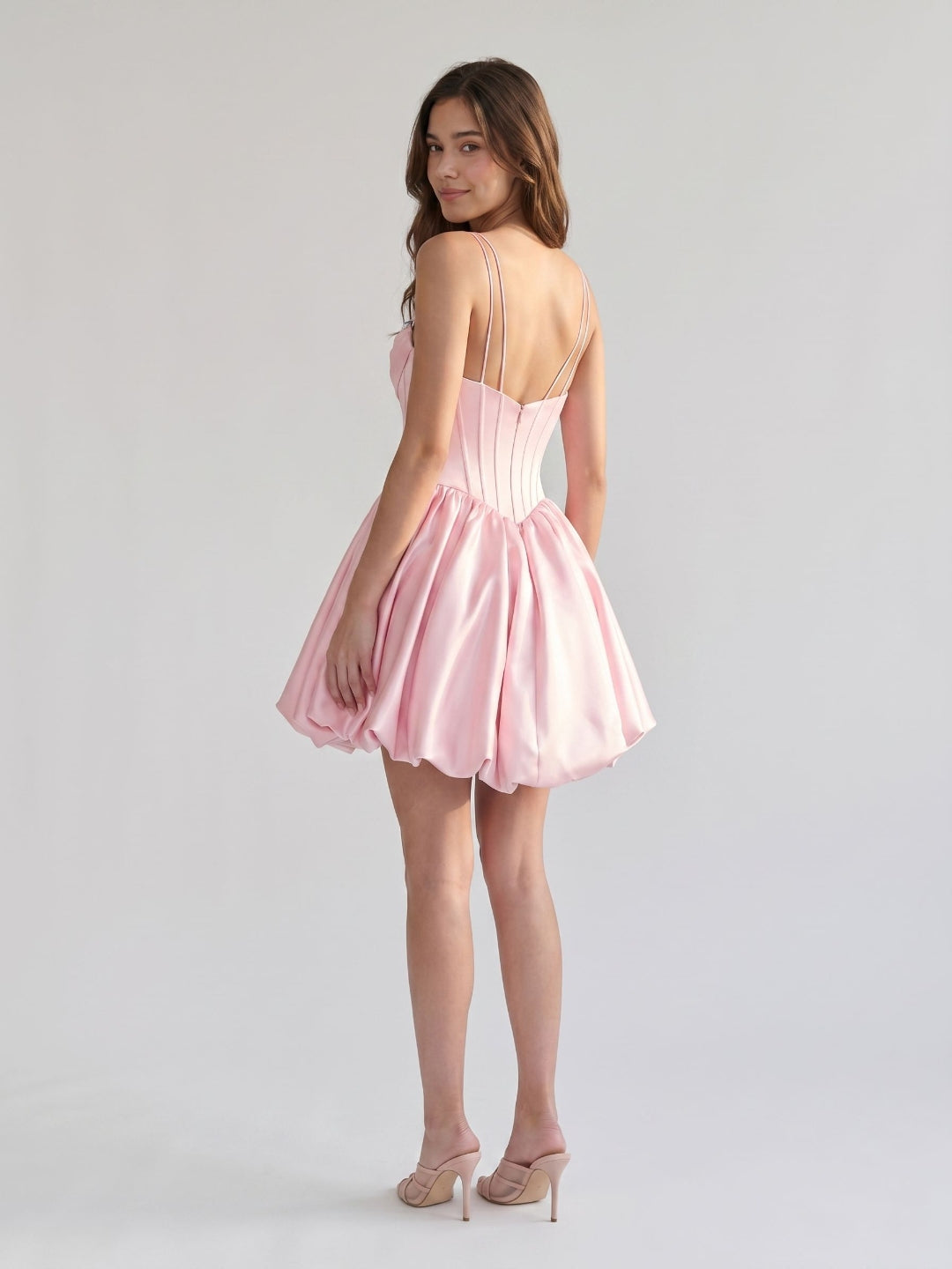 Blushing Pink Satin A-Line Sweetheart Short Homecoming Dress with Beading - Curvevia