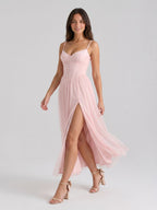Blushing Pink Stretch Knit Sheath V-Neck Back Zip Ankle-Length Dress - Curvevia