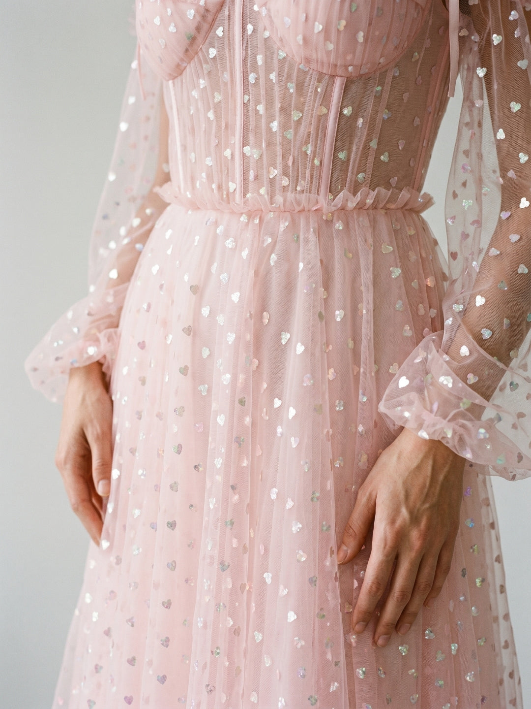 Blushing Pink Tulle A-Line Sweetheart Back Zip Short Homecoming Dress with Sequins - Curvevia