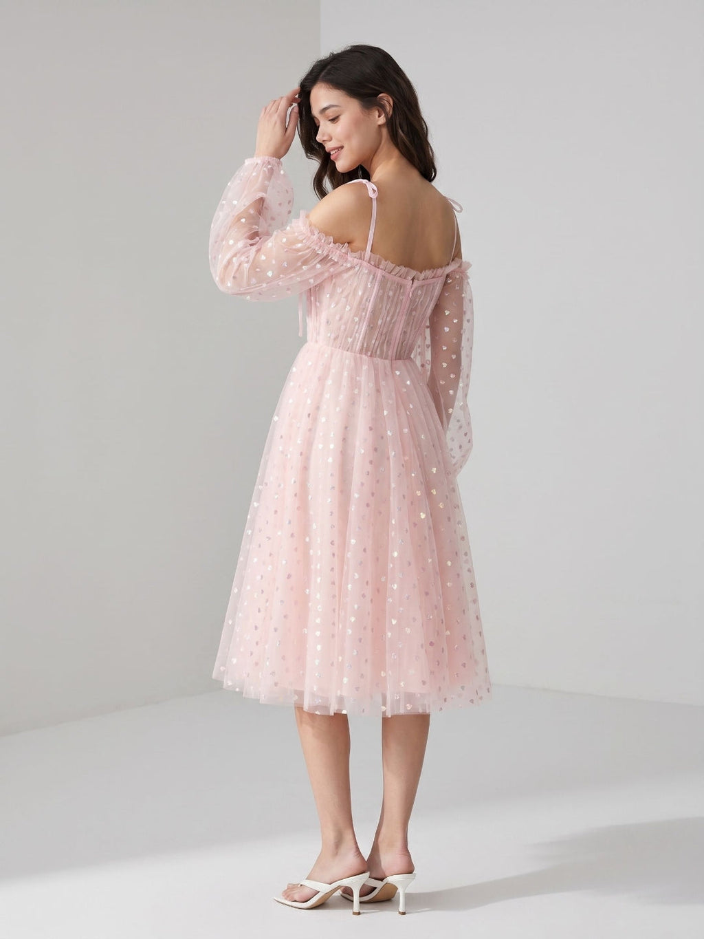 Blushing Pink Tulle A-Line Sweetheart Back Zip Short Homecoming Dress with Sequins - Curvevia