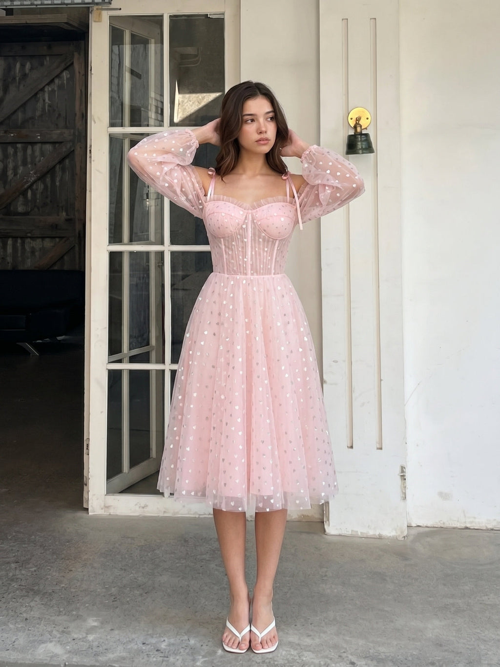 Blushing Pink Tulle A-Line Sweetheart Back Zip Short Homecoming Dress with Sequins - Curvevia