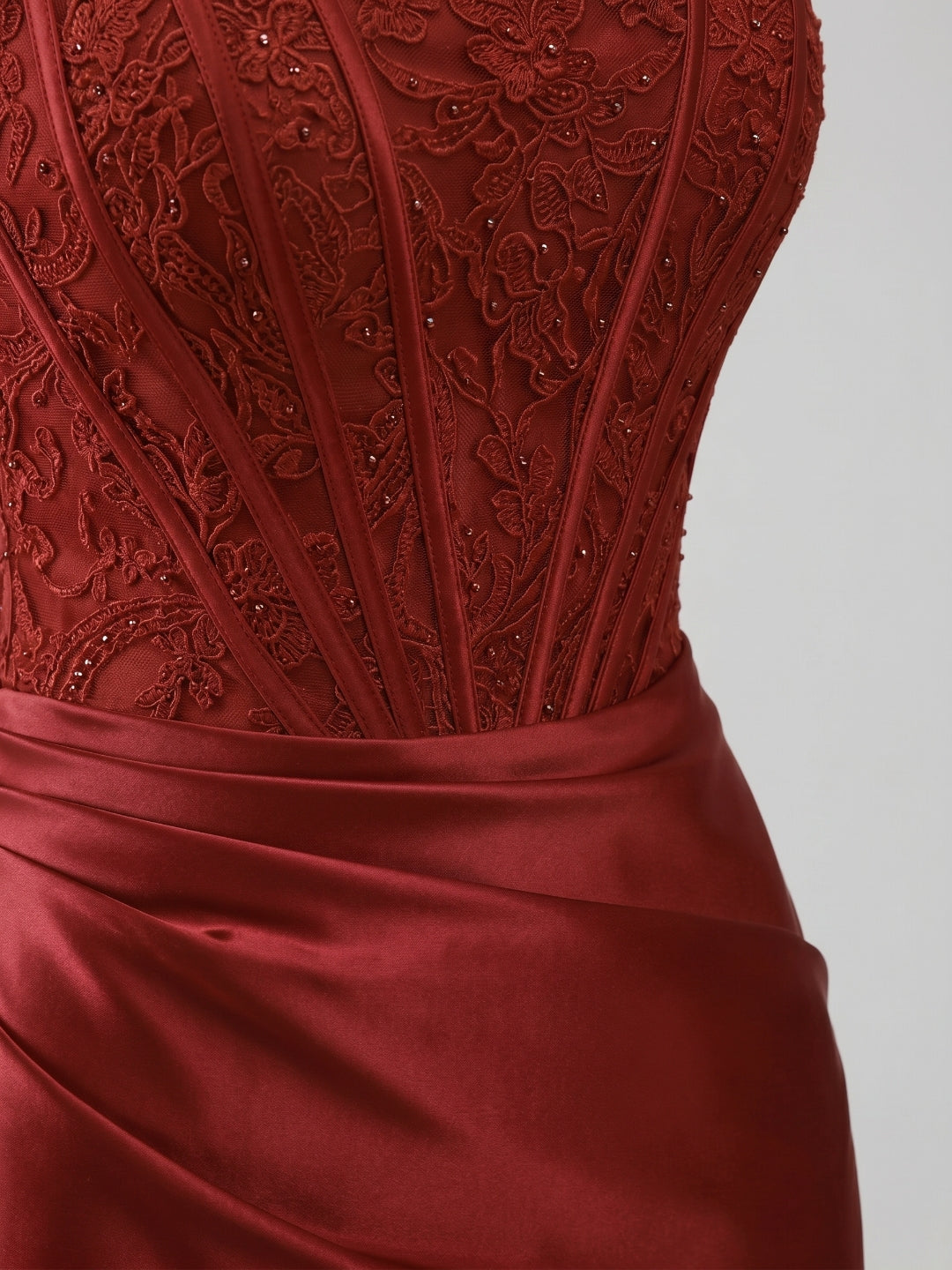 Burgundy Satin Column Straight Neck Back Zip Short Homecoming Dress with Pleating - Curvevia