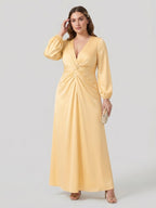 Fluid Butter Matte Satin A-Line Square Neck Backless Ankle-Length Plus Size Bridesmaid Dress - Curvevia