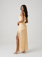 Butter Lace Sheath Square Neck Floor-Length Evening Dress - Curvevia