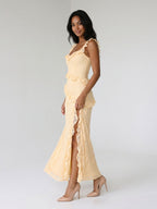 Butter Lace Sheath Square Neck Floor-Length Evening Dress - Curvevia