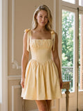 Butter Matte Satin A-Line Square Neck Backless Short Homecoming Dress with Pleating - Curvevia