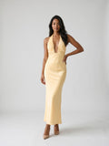 Butter Matte Satin Sheath V-Neck Backless Floor-Length Dress - Curvevia