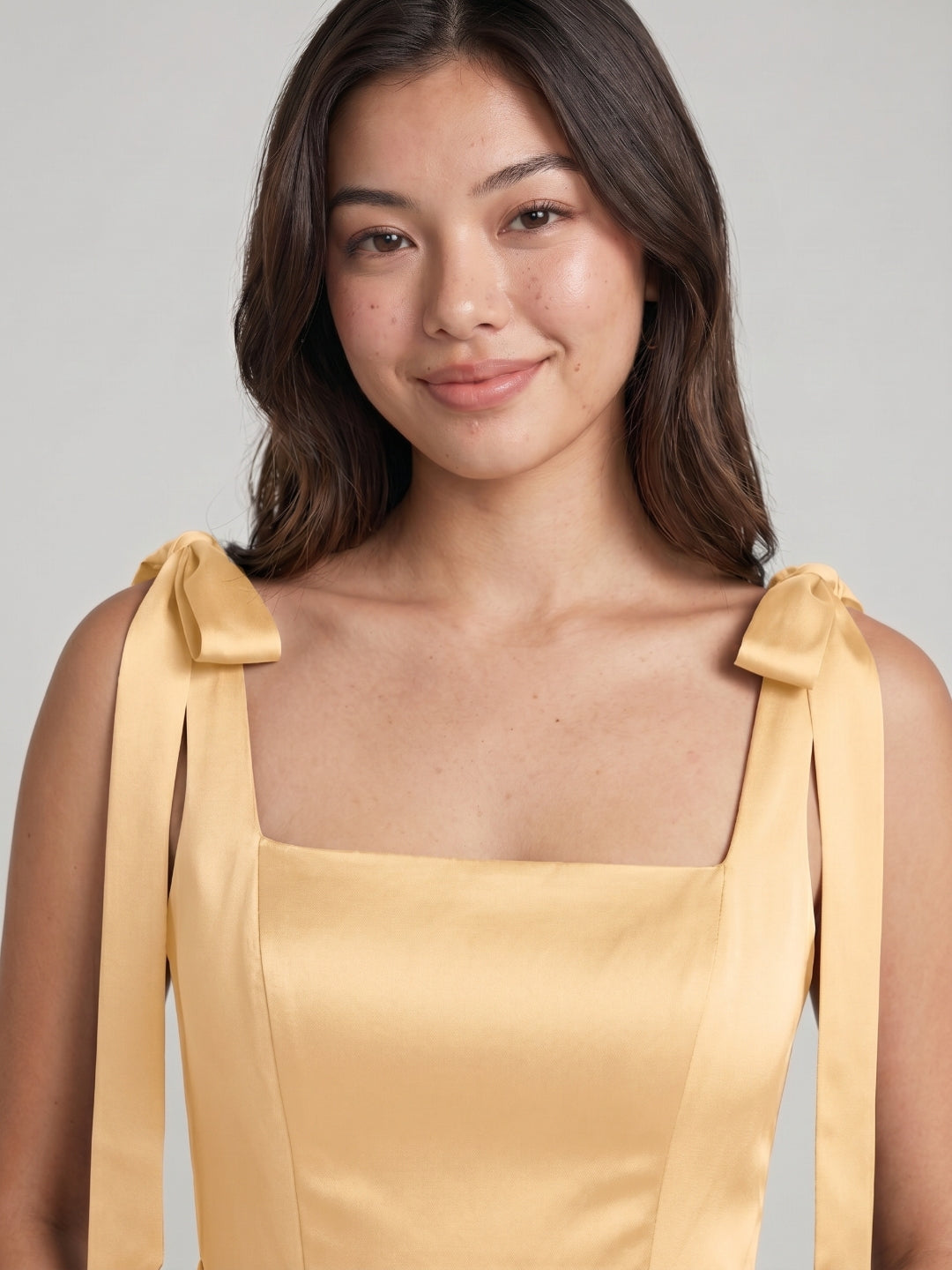 Butter Satin Sheath Square Neck Backless Floor-Length Bridesmaid Dress - Curvevia