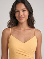 Butter Satin Sheath V-Neck V-Back Floor-Length Bridesmaid Dress with Pleating - Curvevia