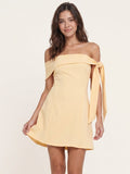 Butter Stretch Knit A-Line Off-the-Shoulder Backless Short Bridesmaid Dress - Curvevia