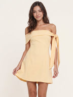 Butter Stretch Knit A-Line Off-the-Shoulder Backless Short Bridesmaid Dress - Curvevia