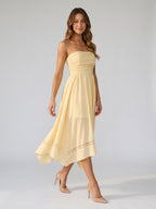 Butter Stretch Knit A-Line Straight Neck Back Zip Asymmetrical Dress - Curvevia