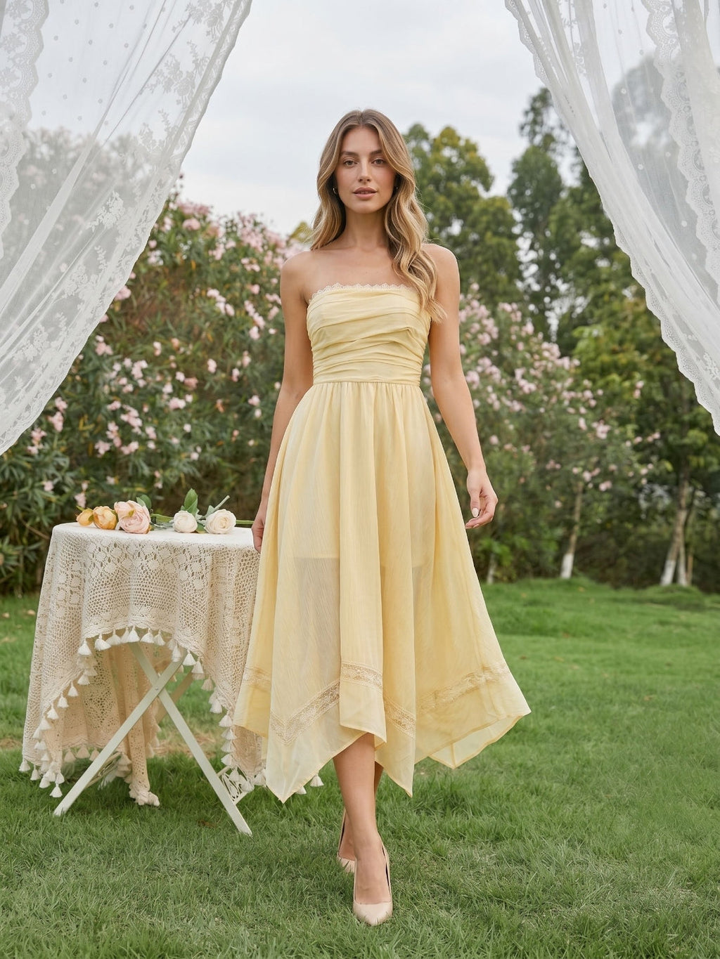 Butter Stretch Knit A-Line Straight Neck Back Zip Asymmetrical Dress - Curvevia