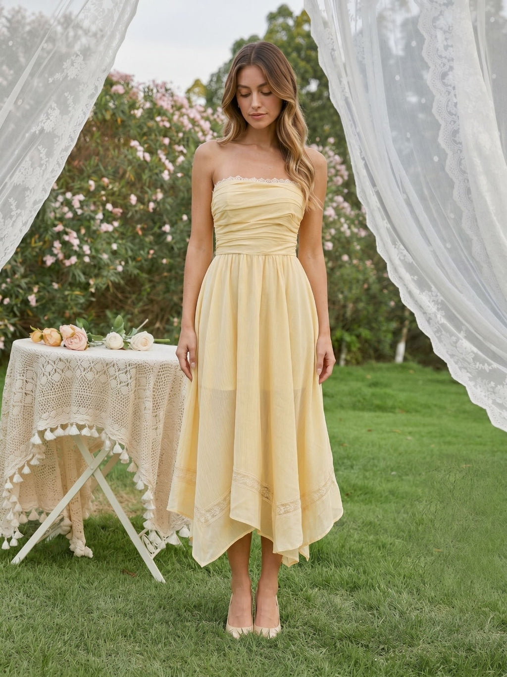 Butter Stretch Knit A-Line Straight Neck Back Zip Asymmetrical Dress - Curvevia