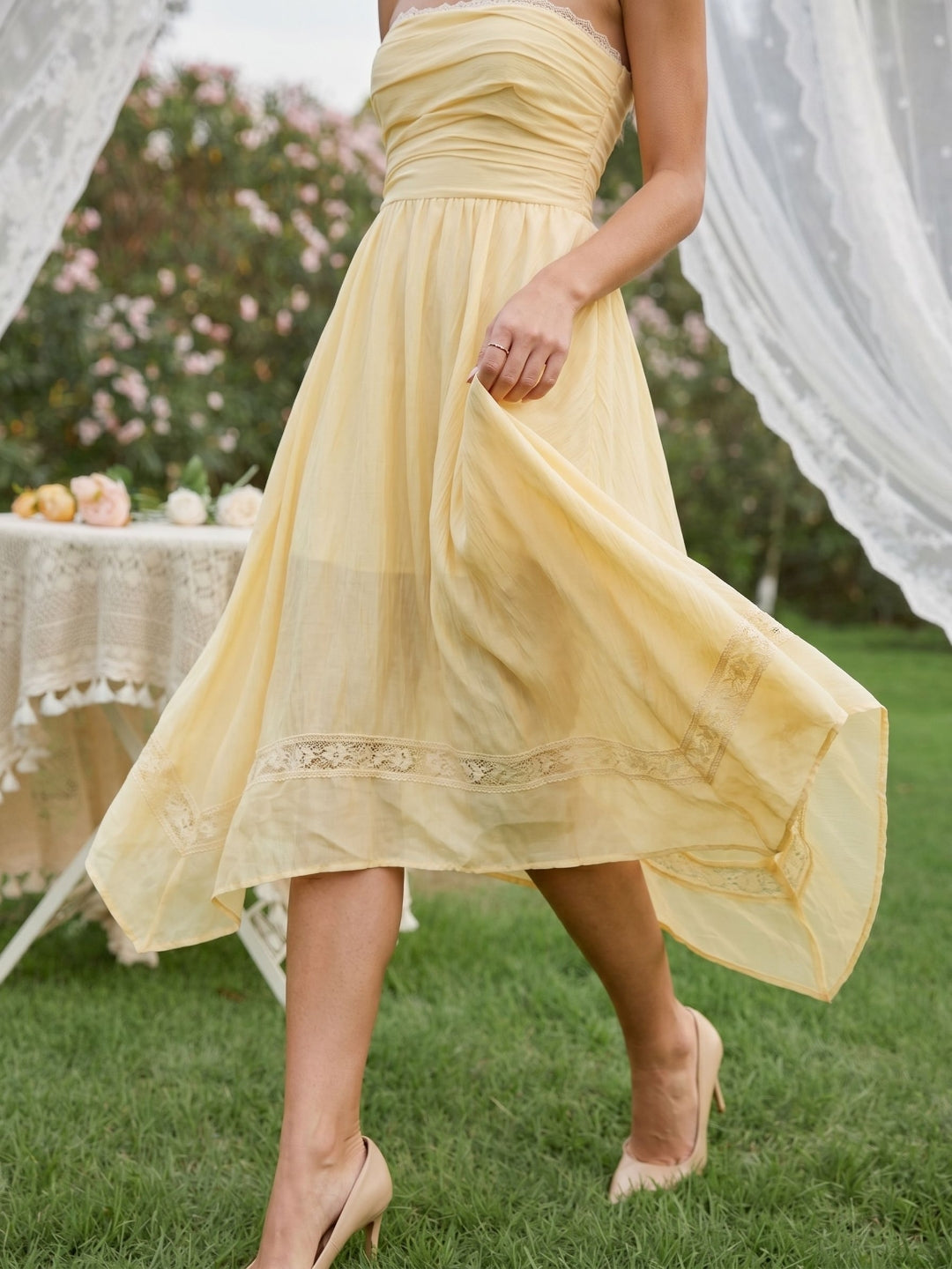 Butter Stretch Knit A-Line Straight Neck Back Zip Asymmetrical Dress - Curvevia