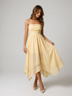 Butter Stretch Knit A-Line Straight Neck Back Zip Asymmetrical Dress - Curvevia