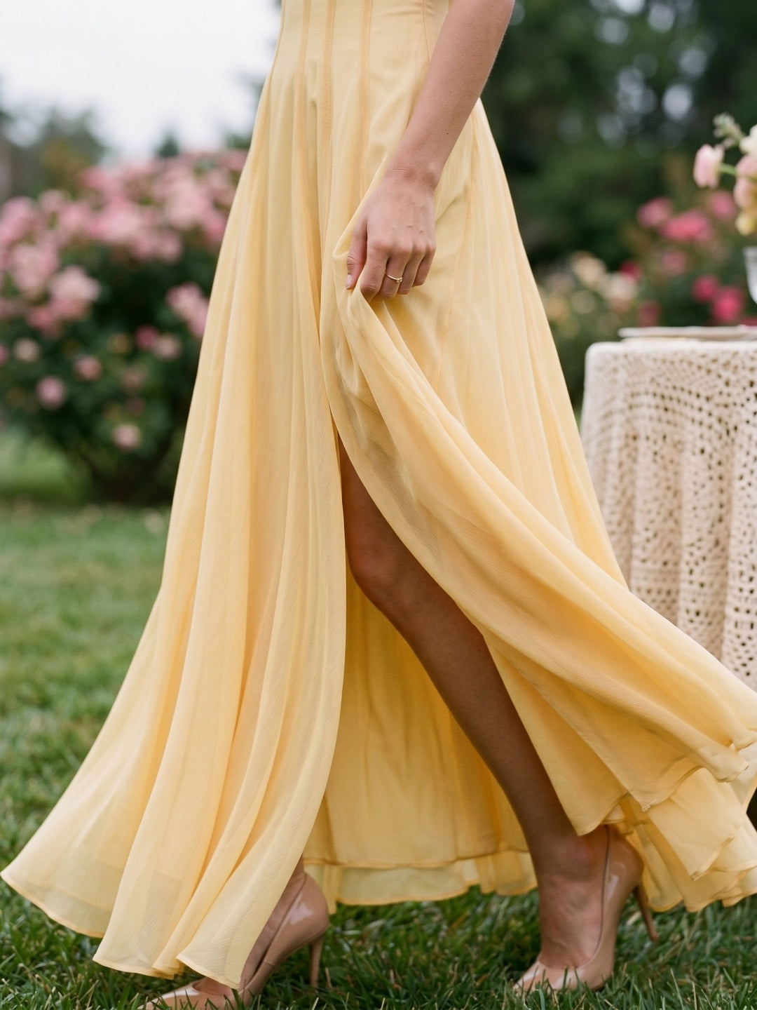 Butter Tulle A-Line Straight Neck Back Zip Floor-Length Birthday Dress with Pleating - Curvevia