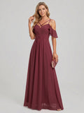 Coquette Cabernet Chiffon A-Line Sweetheart Back Zip Ankle-Length Bridesmaid Dress - Curvevia