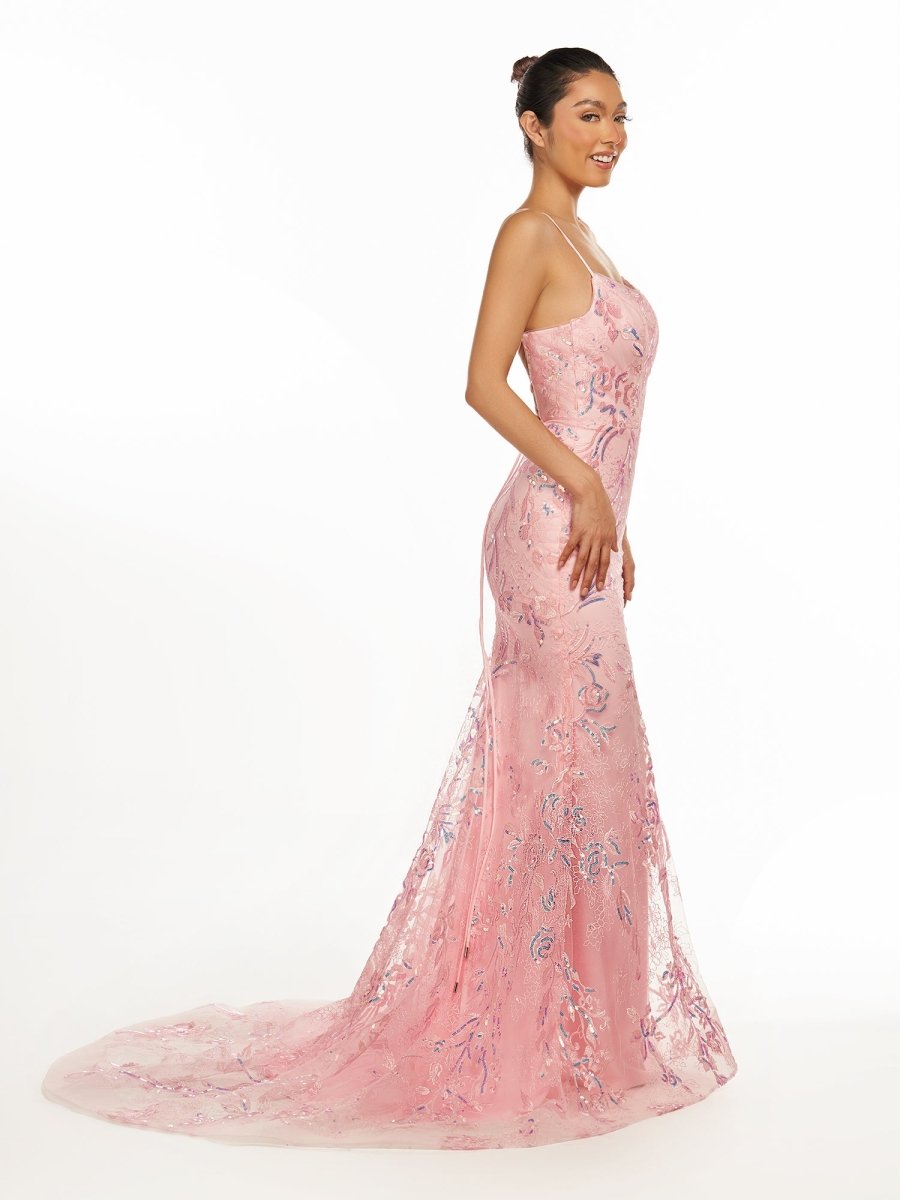 Mermaid Scoop Lace Long Evening Dress - Curvevia