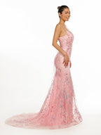Mermaid Scoop Lace Long Evening Dress - Curvevia