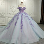 Quinceanera Dress Charming Off-the-shoulder Prom Dresses Appliques Lace Up Ball Gown with Sequins - Curvevia