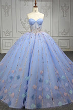 Quinceanera Dress Chic Strapless Sweep Train Evening Dresses Sweetheart Lace Up Prom Dresses - Curvevia