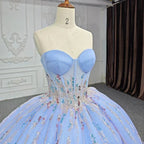 Quinceanera Dress Chic Strapless Sweep Train Evening Dresses Sweetheart Lace Up Prom Dresses - Curvevia