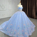 Quinceanera Dress Chic Strapless Sweep Train Evening Dresses Sweetheart Lace Up Prom Dresses - Curvevia