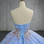 Quinceanera Dress Chic Strapless Sweep Train Evening Dresses Sweetheart Lace Up Prom Dresses - Curvevia