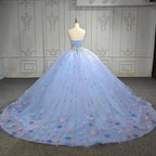 Quinceanera Dress Chic Strapless Sweep Train Evening Dresses Sweetheart Lace Up Prom Dresses - Curvevia