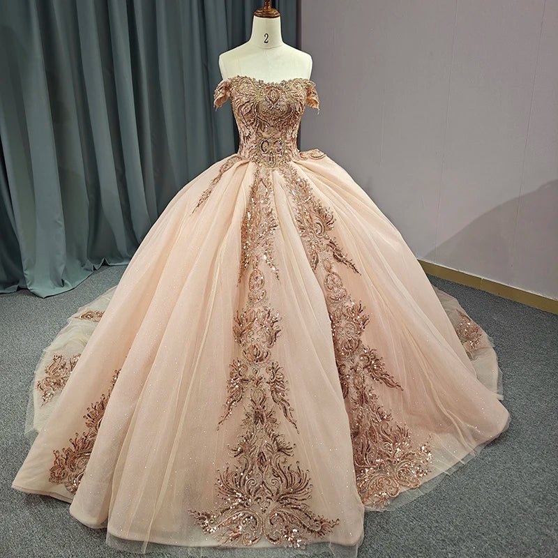 Classic Organza with Embroidery Cap Sleeve Sequined Quinceanera Dresses - Curvevia