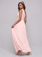 Coquette Blushing Pink Chiffon A-Line One Shoulder Back Zip Ankle-Length Bridesmaid Dress - Curvevia