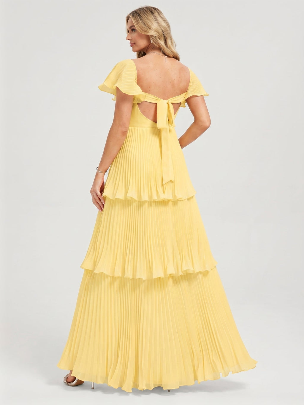 Coquette Daffodil Chiffon A-Line Sweetheart Ankle-Length Bridesmaid Dress with Cascading Ruffles - Curvevia