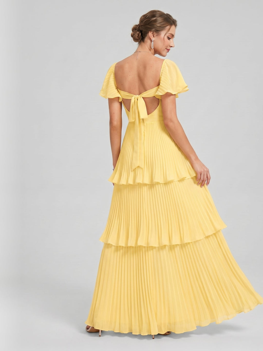 Coquette Daffodil Chiffon A-Line Sweetheart Ankle-Length Bridesmaid Dress with Cascading Ruffles - Curvevia