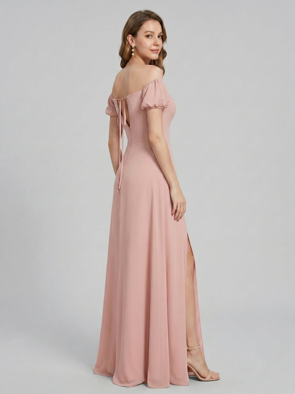 Coquette Dusty Rose Chiffon A-Line Straight Neck Back Zip Ankle-Length Bridesmaid Dress - Curvevia