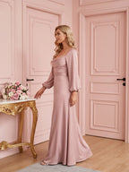 Coquette Dusty Rose Matte Satin A-Line Square Neck Back Zip Ankle-Length Plus Size Bridesmaid Dress - Curvevia