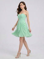 Coquette Mint Green Chiffon A-Line Sweetheart Criss-Cross Straps with Ruffle Knee-Length Bridesmaid Dress - Curvevia