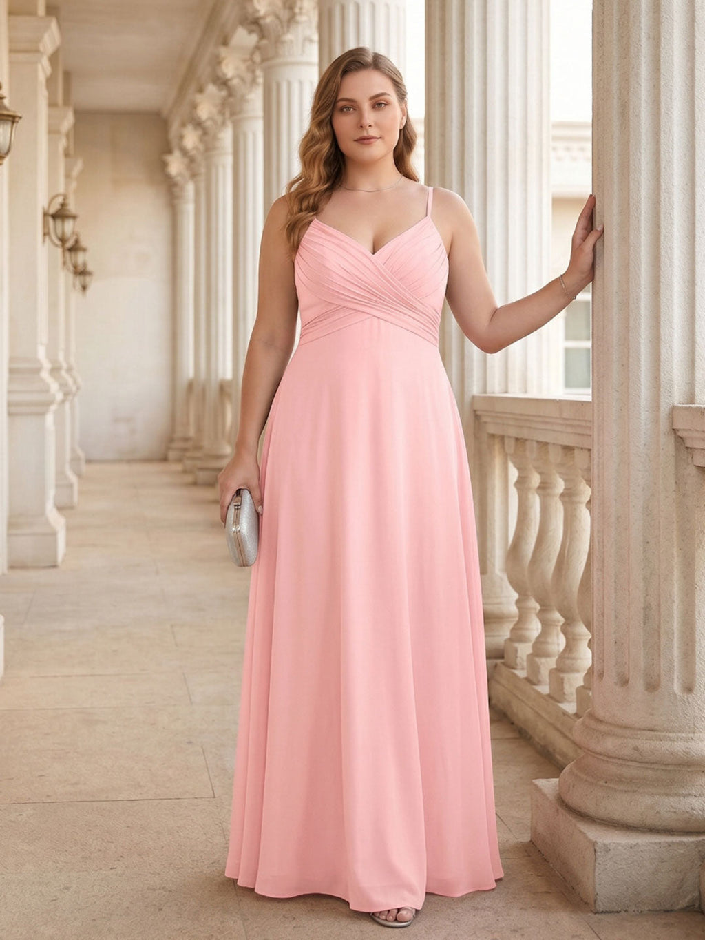 Coquette Petal Chiffon A-Line Sweetheart Backless Ankle-Length Plus Size Bridesmaid Dress - Curvevia